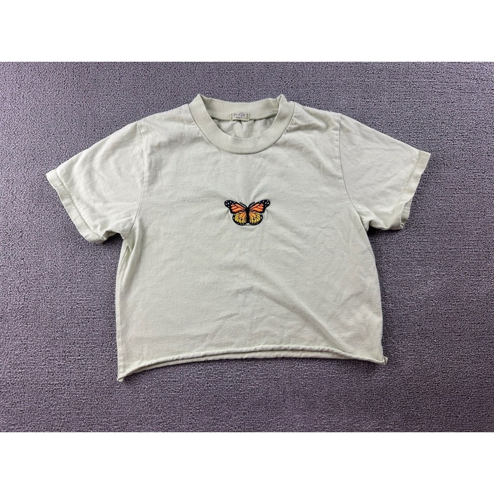 J Galt Brandy Melville Cropped Top Women Small Green Ashlyn Butterfly Coquette‎